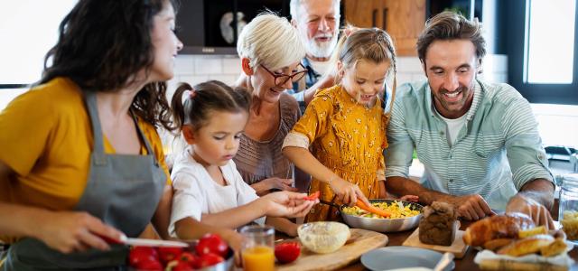 Family having meal together